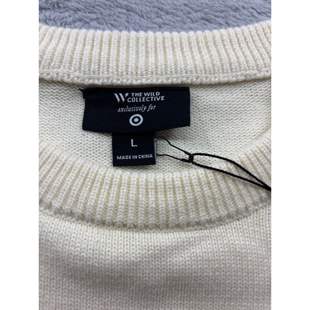 The Wild Collective Chicago Bulls Mens‎ Large Cream Cotton Knit Graphic Sweater - Picture 5 of 7